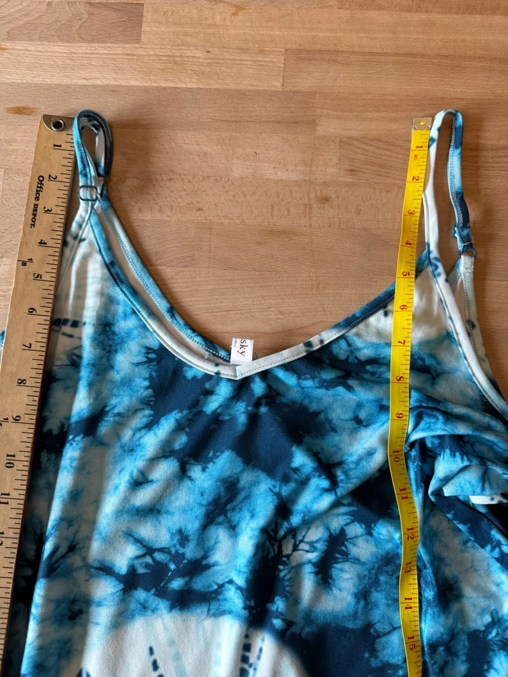 NWT POETSKY Blue Tie-Dye Spaghetti Strap Maxi Dress X-Large Flowy Pockets - Picture 13 of 15